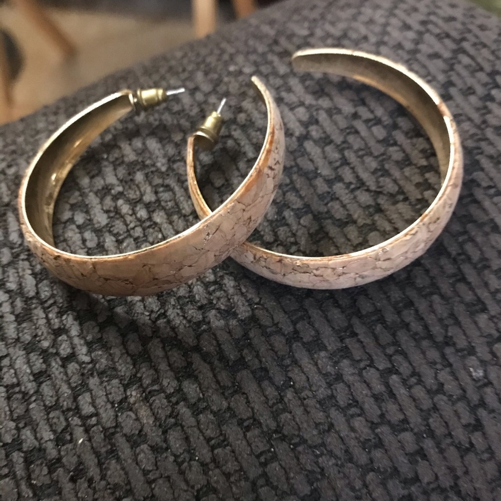 Altar’d State tan hoops w/ gold specks
